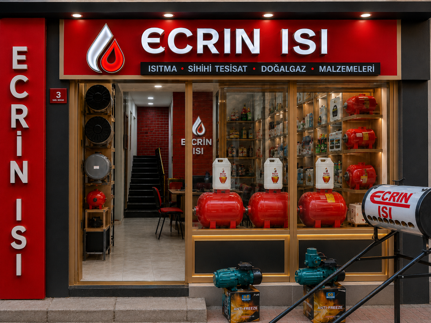 Ecrin Isı ve Sıhhi Tesisat dükkânının dış cephesi